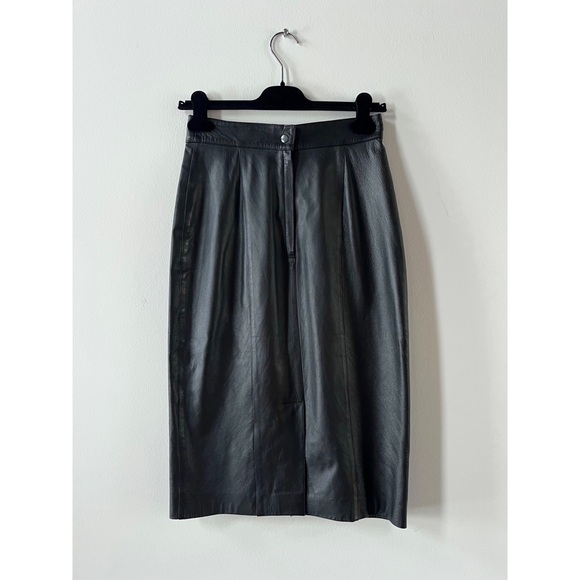 80s HIGH WAISTED LEATHER SKIRT - Picture 4 of 4